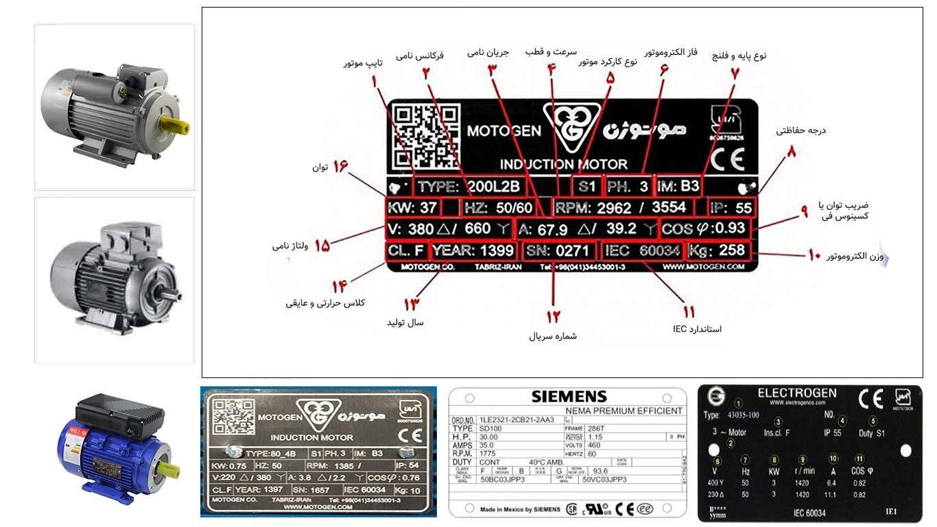 آموزش پلاک خوانی الکتروموتور (با توضیح جزئیات اعداد و علائم) 2 motor nameplate reading guide 5